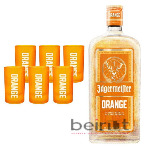 JAGERMEISTER ORANGE + 6 GLASS SHOTS JAGERMEISTER ORANGE + 6 GLASS SHOTS