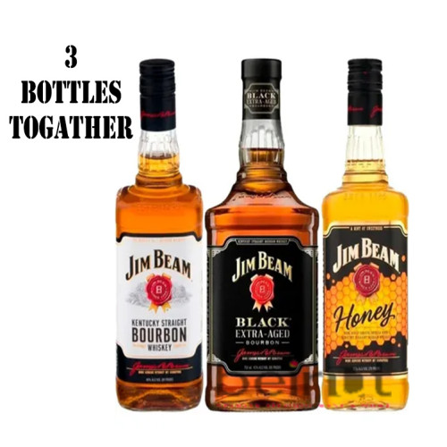JIM BEAM BLACK , HONEY , BOURBON 3 BOTTELS TOGETHER JIM BEAM BLACK , HONEY , BOURBON 3 BOTTELS TOGETHER